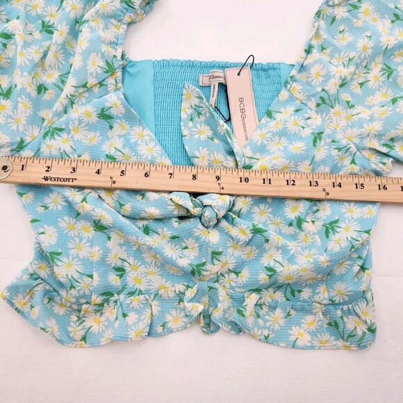 BCBGeneration Womens Size Medium Retro Daisy Garden Knot Front Crop Top - Picture 5 of 6